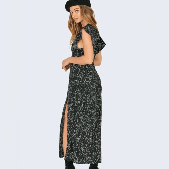 Amuse Society Keeping It Frill Dress Black and White Polka Dot Maxi in Size XS - Picture 2 of 13